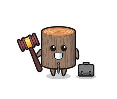illustration de la mascotte de souche d'arbre en tant qu'avocat vecteur
