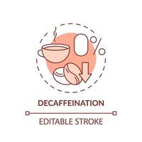 icône de concept rouge de décaféination. boisson sans caféine. illustration de fine ligne d'idée abstraite de technologie alimentaire. dessin de contour isolé. trait modifiable. vecteur