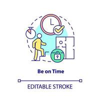 être à l'heure concept icône. salle d'évasion stratégie gagnante idée abstraite illustration de la ligne mince. être ponctuel. montrer du respect. dessin de contour isolé. trait modifiable. vecteur