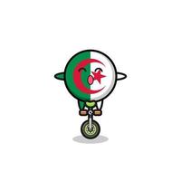 le mignon personnage du drapeau algérien fait du vélo de cirque vecteur