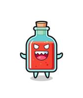 illustration du personnage de mascotte de bouteille de poison carré maléfique vecteur