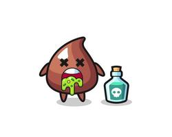 illustration d'un personnage de pépites de chocolat vomissant à cause d'un empoisonnement vecteur