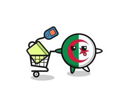 dessin animé illustration drapeau algérie avec un panier vecteur