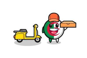 illustration de caractère du drapeau algérien en tant que livreur de pizza vecteur