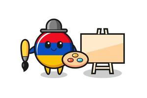 illustration de la mascotte du drapeau arménien en tant que peintre vecteur
