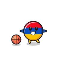 illustration du dessin animé du drapeau arménien joue au basket vecteur