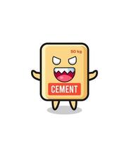 illustration du personnage de mascotte de sac de ciment maléfique vecteur