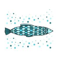 poisson décoratif stylisé dans un style plat poisson simple moderne coloré pour la conception sous-marine isolé sur illustration vectorielle blanche vecteur