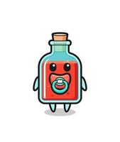 personnage de dessin animé de bouteille de poison carré bébé avec tétine vecteur