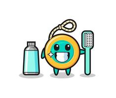 illustration de mascotte de yoyo avec une brosse à dents vecteur