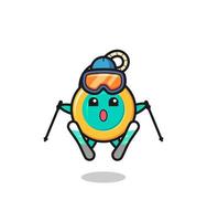 personnage de mascotte yoyo en tant que joueur de ski vecteur