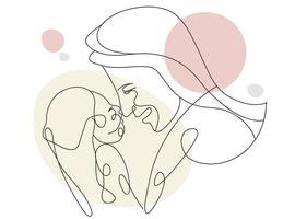 mère et bébé une illustration vectorielle d'art en ligne pour carte de voeux bonne fête des mères et arrière-plan. vecteur
