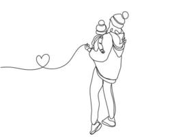 illustration vectorielle d'art en ligne mère et bébé pour la carte et l'arrière-plan de la fête des mères heureuse. vecteur