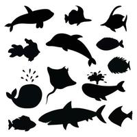 ensemble de silhouettes de poissons. illustration vectorielle isolée sur fond blanc. vecteur