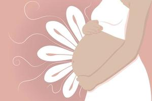 ventre de femme enceinte avec fleur abstraite vecteur