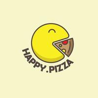 logo pizza heureuse vecteur