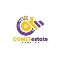 cometestate est un logo vectoriel qui peut être utilisé pour les entreprises engagées dans la construction de maisons