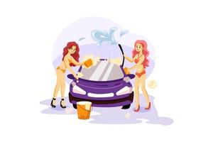 lavage de voiture bikini vecteur