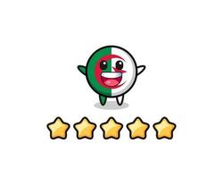 l'illustration de la meilleure note du client, personnage mignon du drapeau algérien avec 5 étoiles vecteur