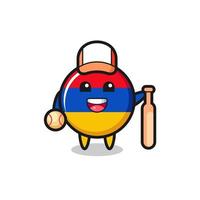 personnage de dessin animé du drapeau arménien en tant que joueur de baseball vecteur