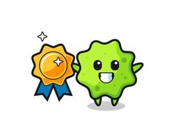 illustration de mascotte splat tenant un badge doré vecteur