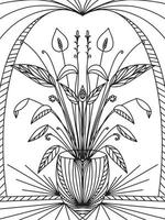 fleur de spathiphyllus en fleurs plante d'intérieur illustration livre de coloriage vecteur