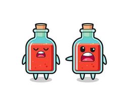 illustration de la dispute entre deux personnages mignons de bouteille de poison carrée vecteur