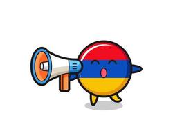 illustration de caractère drapeau arménie tenant un mégaphone vecteur