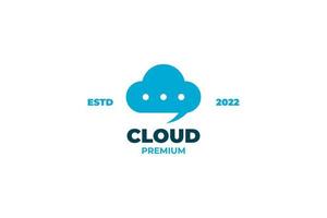nuage plat avec conception de modèle de vecteur de logo de bulle de discours