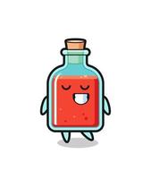 illustration de dessin animé de bouteille de poison carré avec une expression timide vecteur