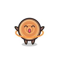 dessin animé mignon de grain de bois joue hula hoop vecteur