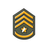 icône mince colorée du rang de sergent de l'armée, illustration vectorielle de concept commercial et financier. vecteur