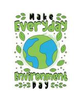 t-shirt journée mondiale de l'environnement vecteur
