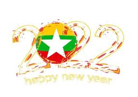 bonne année 2022 avec le drapeau du myanmar. vecteur