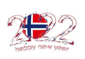 bonne année 2022 avec le drapeau de la norvège. vecteur