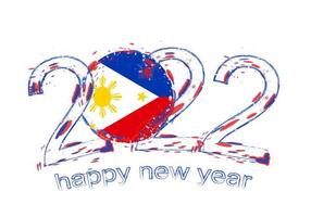 bonne année 2022 avec le drapeau des philippines. vecteur