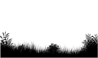 paysage de terrain herbeux sur fond blanc, silhouette herbeuse vecteur