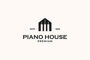 illustration de modèle vectoriel de conception de logo de maison de piano plat