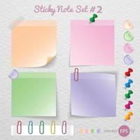 Stick note papier avec jeu de couleurs isoler sur fond gris, illustration vectorielle vecteur