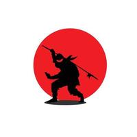 art vectoriel de ninja de dessin animé sur fond blanc. vecteur d'image de t-shirt d'arts martiaux cool.