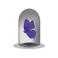 vecteur d'un papillon violet dans un tube isolé sur fond blanc.