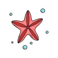 étoile de mer de dessin animé mignon doodle. illustration vectorielle. vecteur