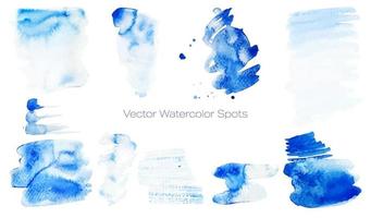 taches d'aquarelle de vecteur dans les couleurs bleues