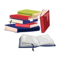 pile d'illustration vectorielle de livres colorés isolée sur fond blanc. livres colorés, concept d'éducation. journée des livres. vecteur