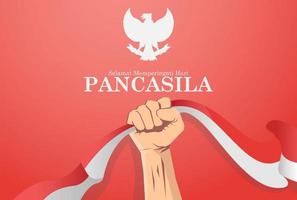 affiche de médias sociaux selamat hari pancasila signifie joyeux jour de pancasila vecteur