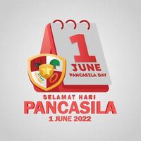 selamat hari pancasila signifie joyeux jour de pancasila le symbole de la république d'indonésie vecteur