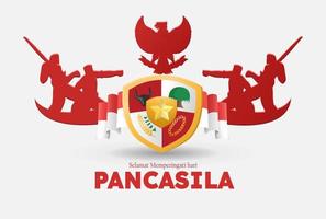 selamat hari pancasila signifie joyeux jour de pancasila, le symbole de la république d'indonésie vecteur