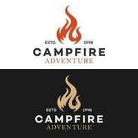 illustration pour le camping, le feu de camp, le camping emblème, l'illustration de passe-temps. étiquettes et logo vectoriel de feu de camp vintage