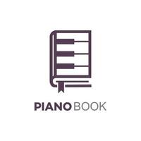 logo de piano de livre d'accords, conception d'icône de logo de musique de livre de notes. création de logo de livre de musique. modèle de logo de musique d'éducation