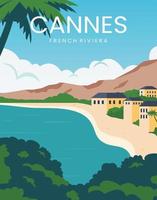 cannes côte d'azur illustration vectorielle de fond pour affiche, carte postale, impression, carte de voeux. vecteur